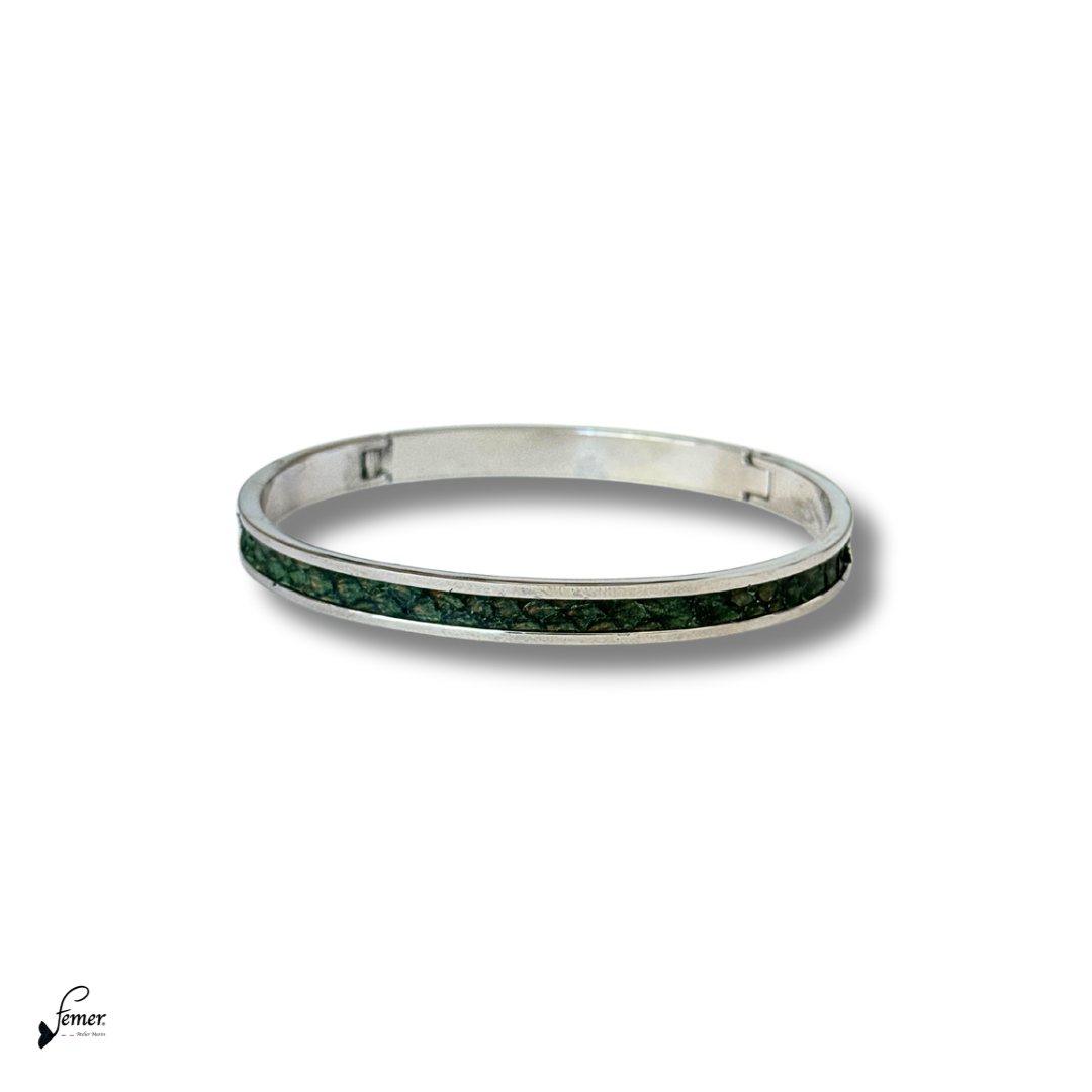 Bracelet modèle "Pinassotte" 6 mm – cuir marin & inox argenté