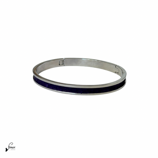 Bracelet modèle "Pinassotte" 6 mm – cuir marin & inox argenté