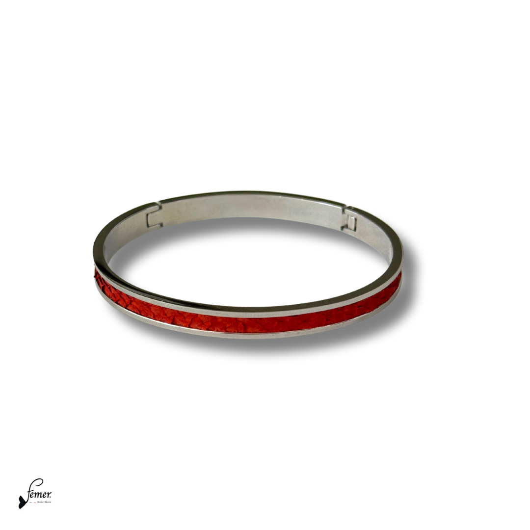 Bracelet modèle "Pinassotte" 6 mm – cuir marin & inox argenté