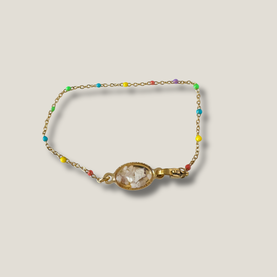 Néréïa – Bracelet Ostréalithe Chaîne Perle Époxy Inox