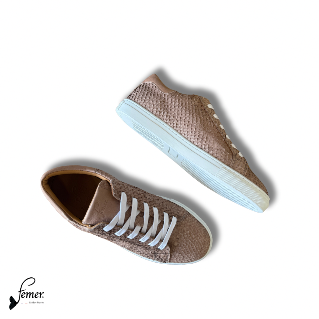 Fémer Shoes- Basket cuir de saumon naturel tannage mimosas