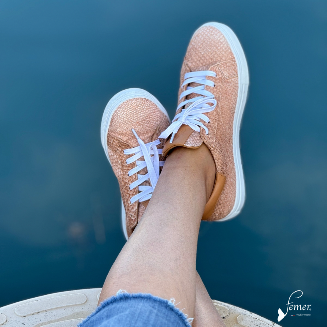 Fémer Shoes- Basket cuir de saumon naturel tannage mimosas