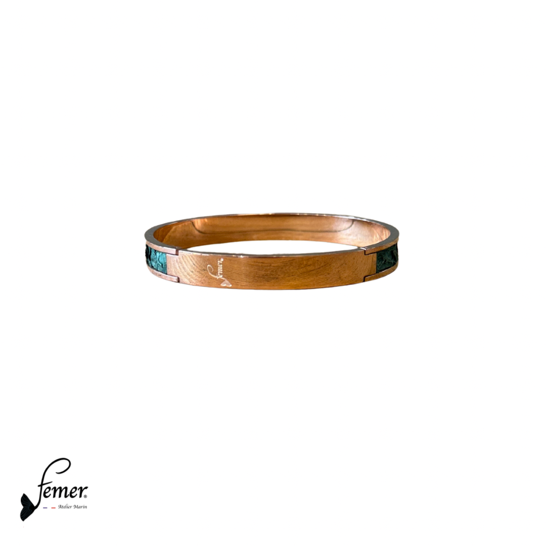 Bracelet 8 mm Inox et cuir marin modèle "Pinasse"