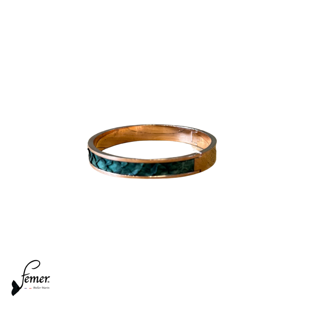 Bracelet 8 mm Inox et cuir marin modèle "Pinasse"