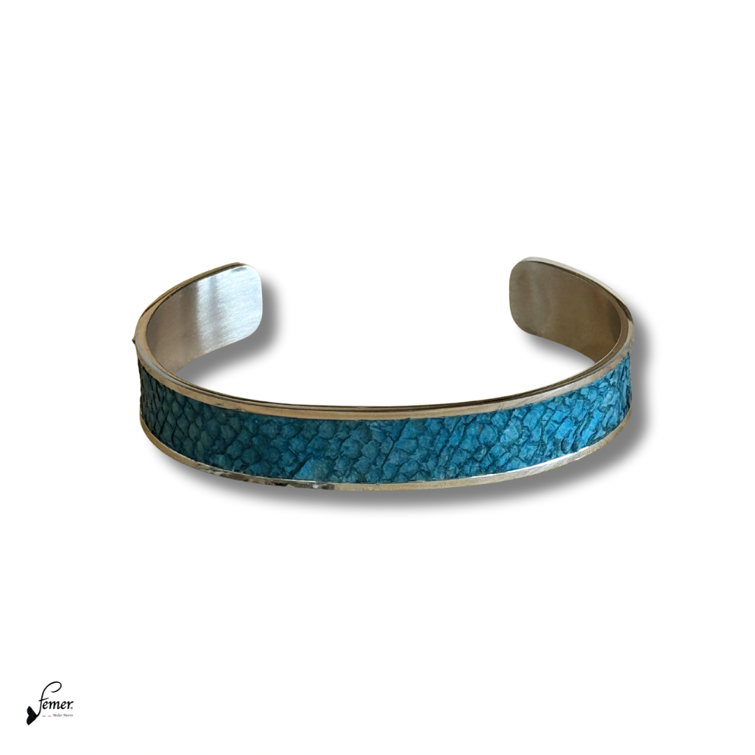 Bracelet modèle "Ulysse" homme en cuir marin – Manchette éco-responsable fabriquée en France