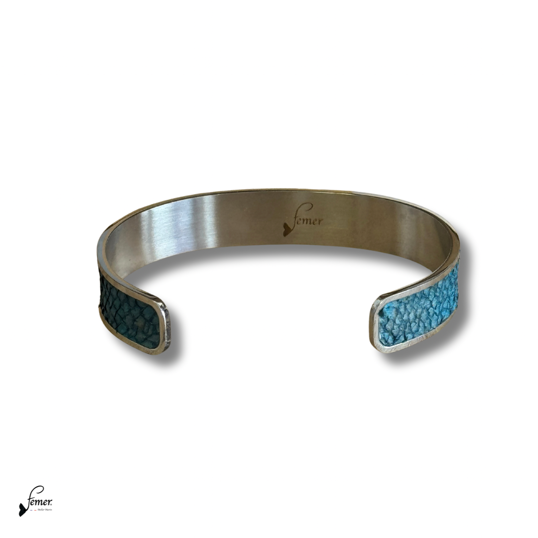 Bracelet modèle "Ulysse" homme en cuir marin – Manchette éco-responsable fabriquée en France