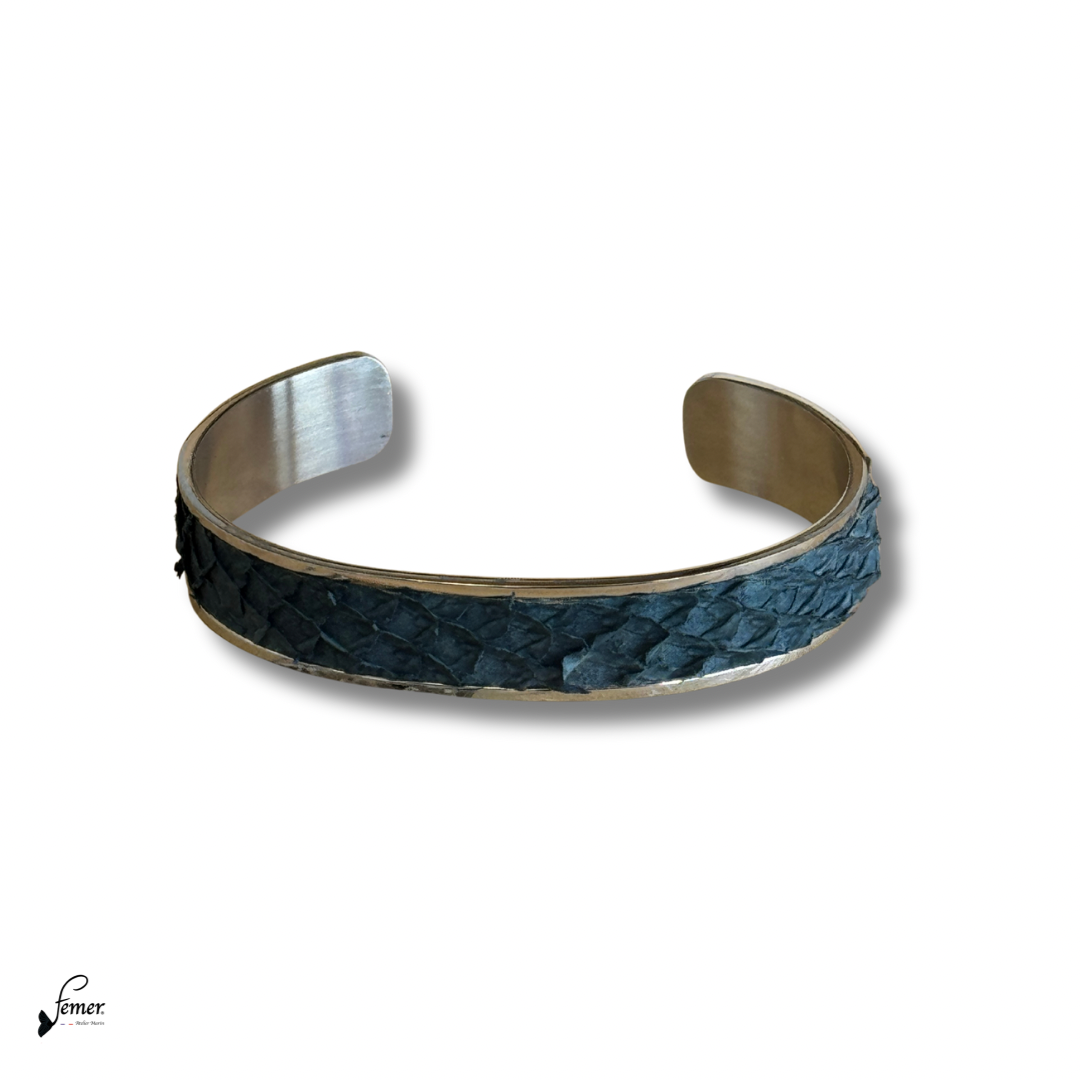 Bracelet modèle "Ulysse" homme en cuir marin – Manchette éco-responsable fabriquée en France