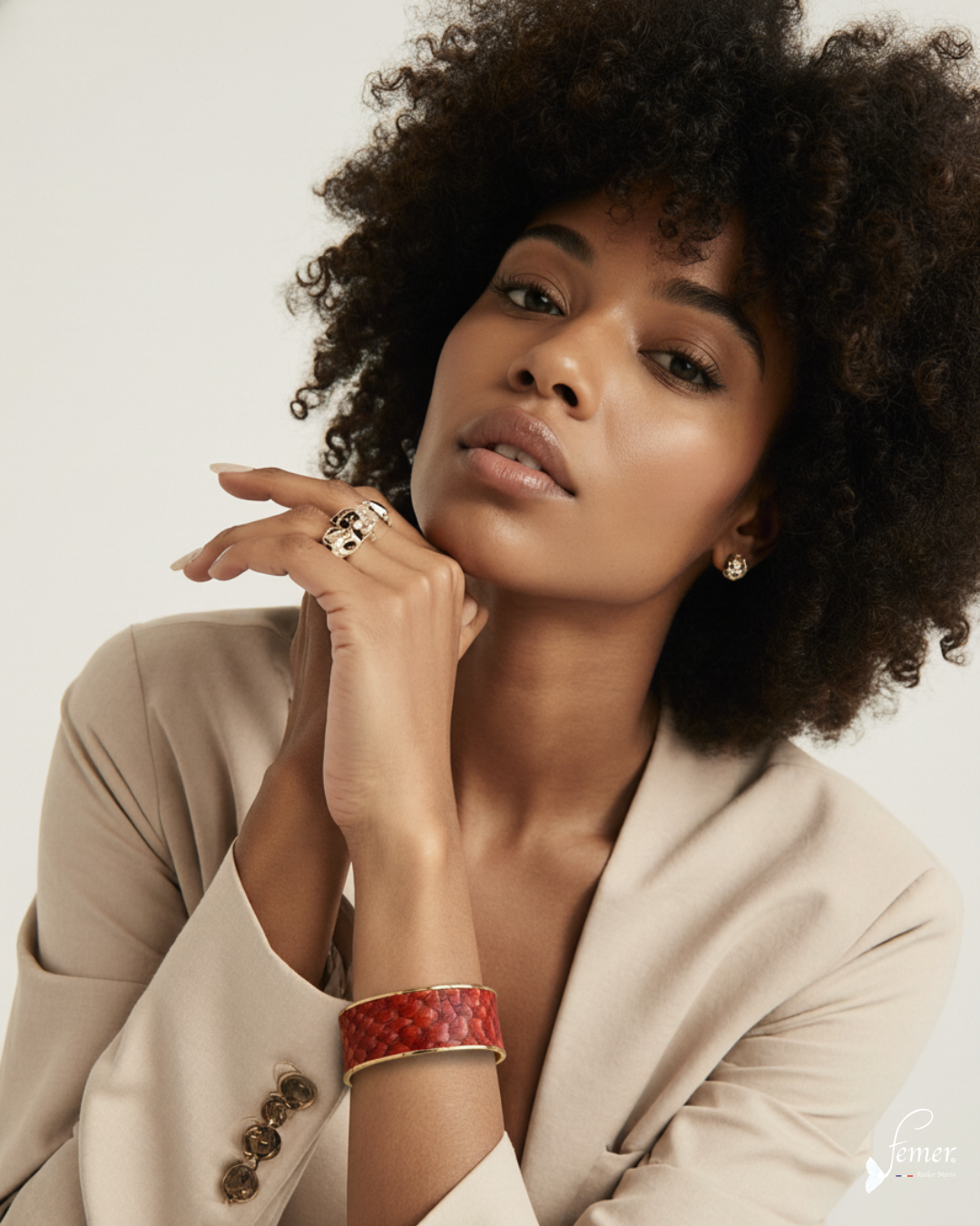 Manchette cuir de mulet du Bassin d’Arcachon – pièce unique | Fémer Atelier