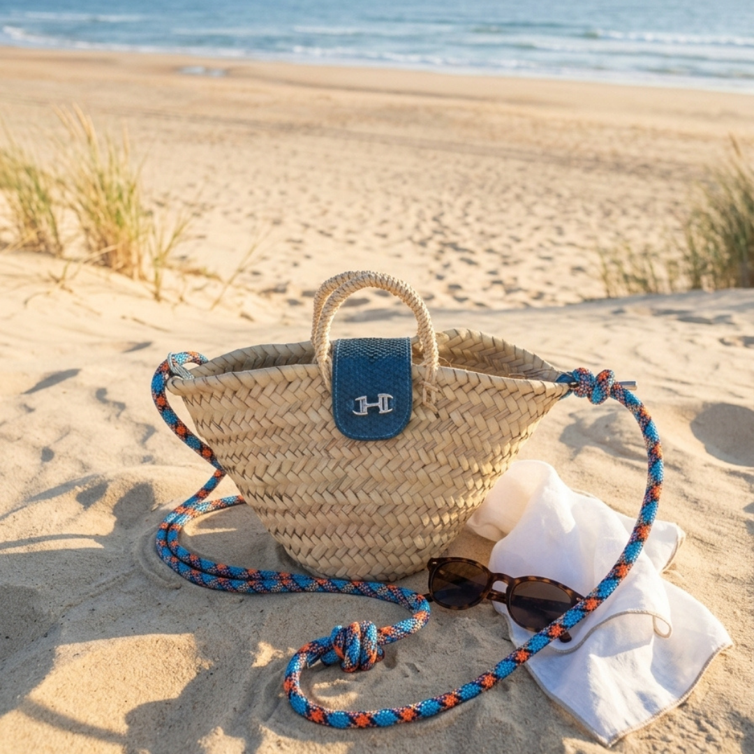 Sac panier en cuir de poisson, façonné à la main