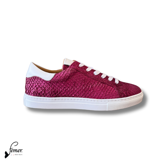 Fémer shoes- Basket en cuir de saumon rose fuchsia