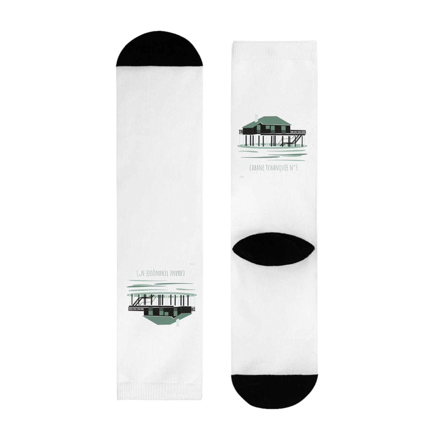 Pier Reflection Crew Socks – Vintage Seaside Sublimation Socks