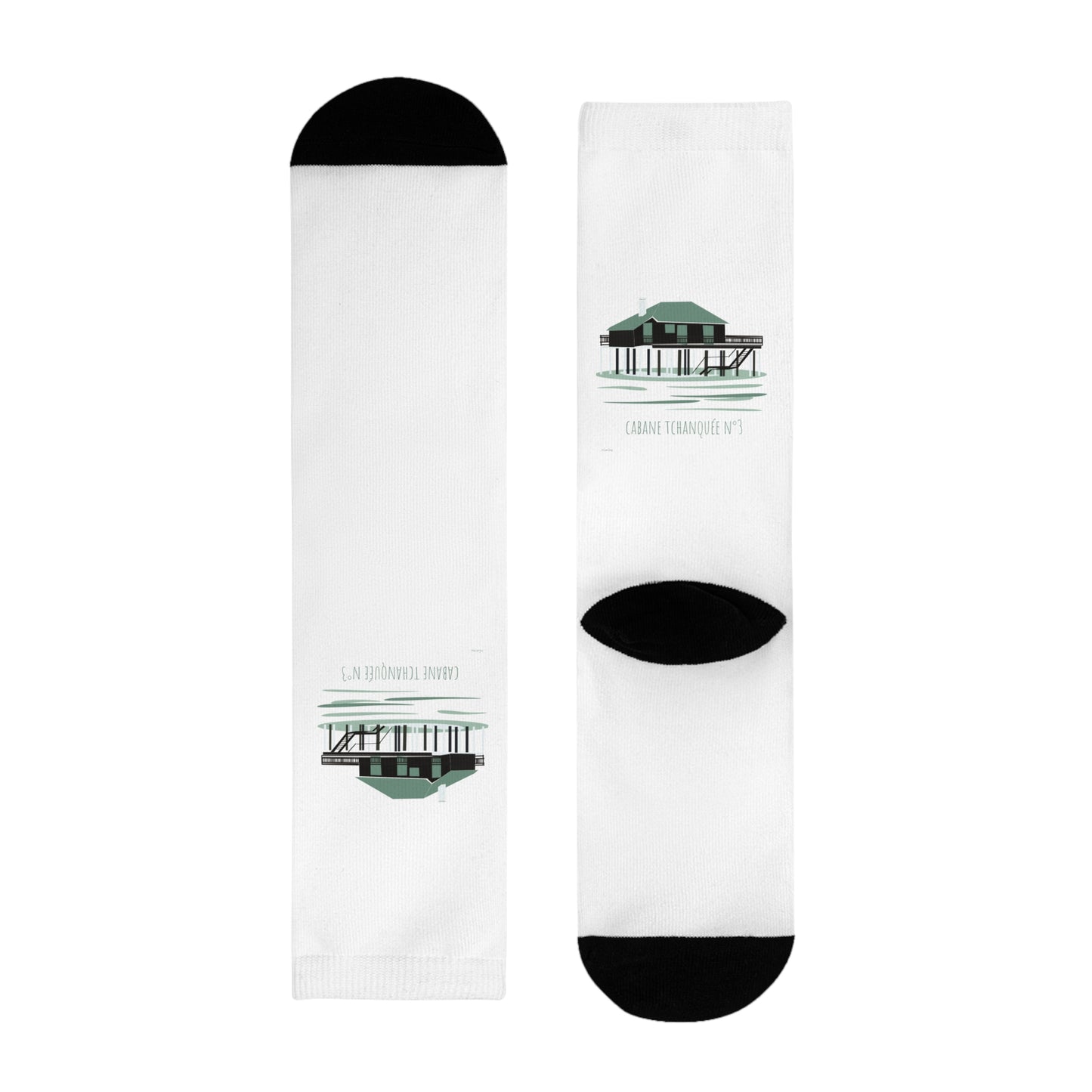 Pier Reflection Crew Socks – Vintage Seaside Sublimation Socks