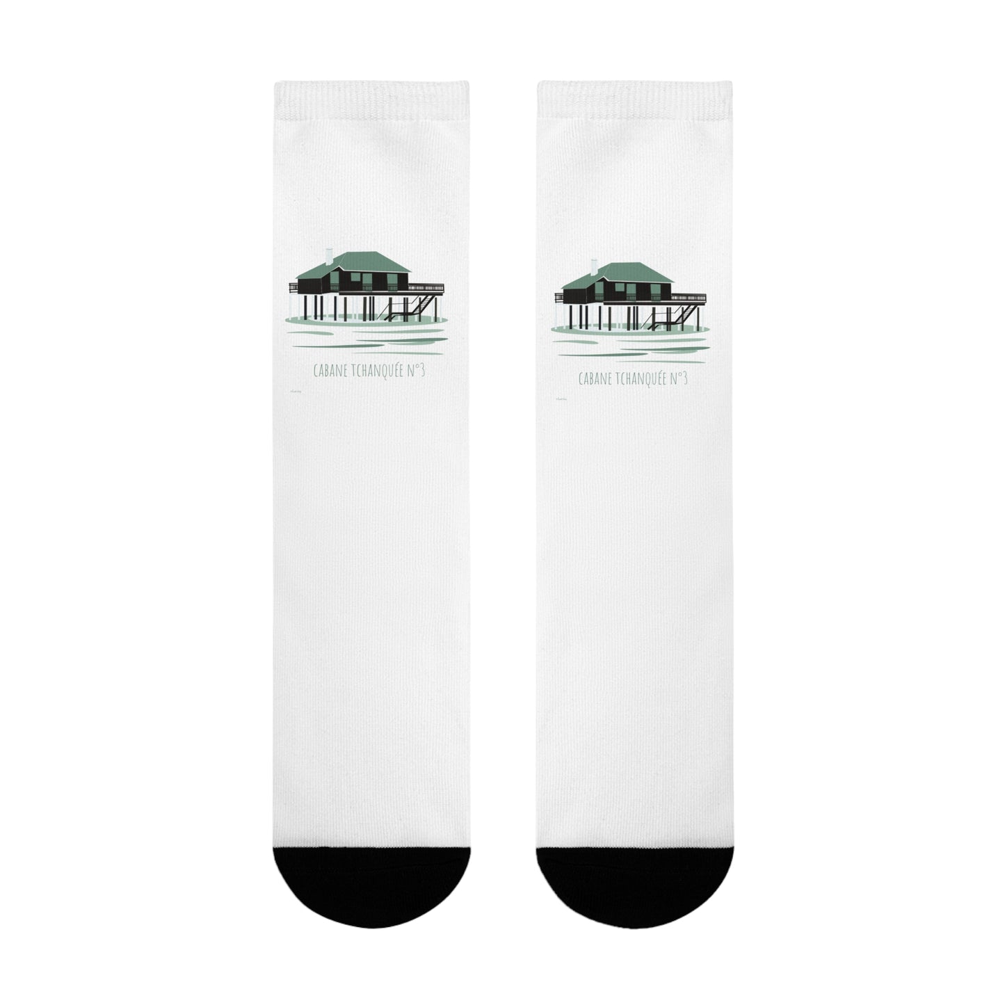 Pier Reflection Crew Socks – Vintage Seaside Sublimation Socks