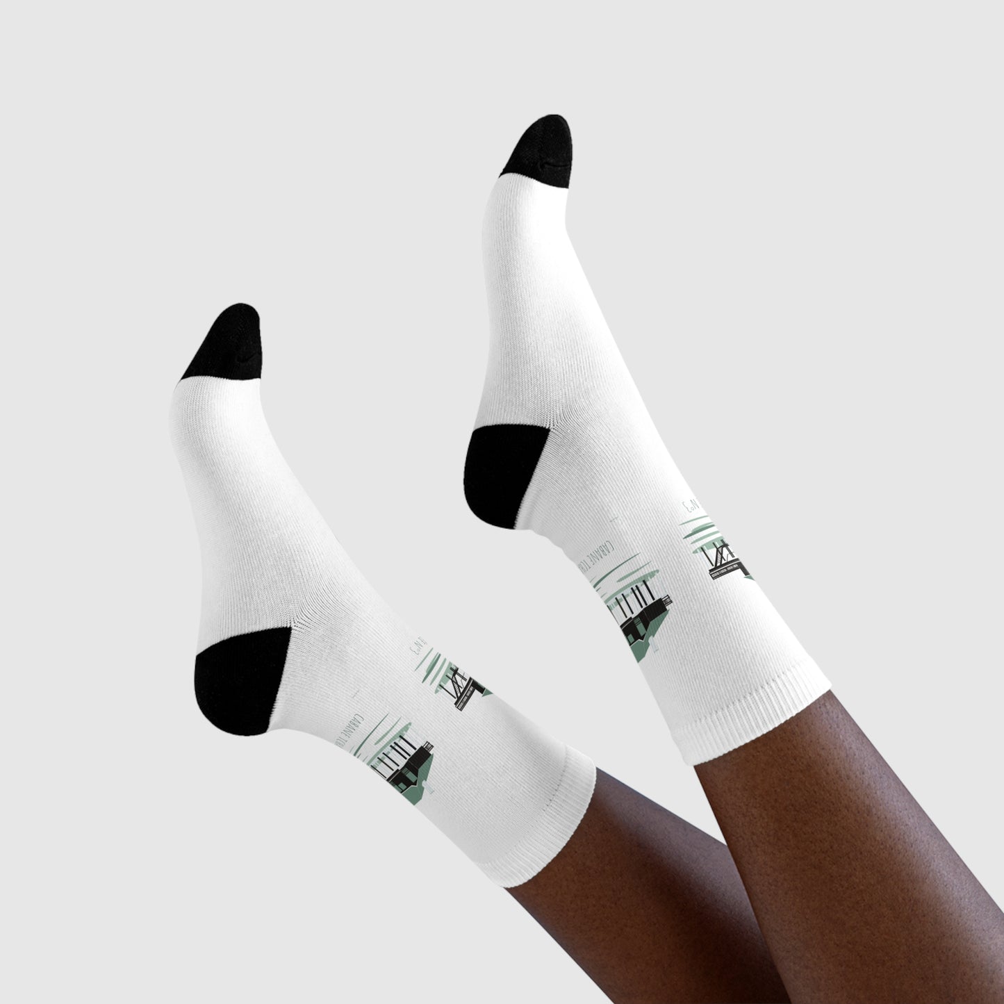 Pier Reflection Crew Socks – Vintage Seaside Sublimation Socks
