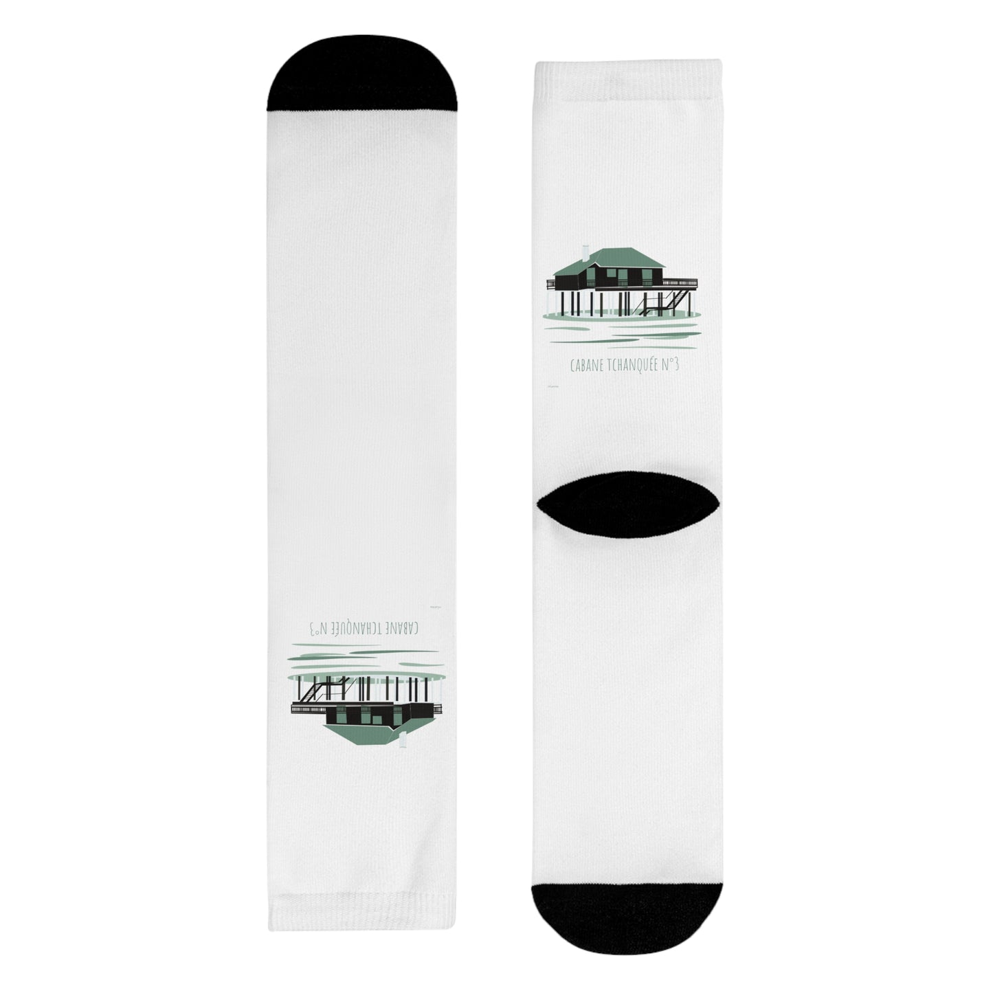 Pier Reflection Crew Socks – Vintage Seaside Sublimation Socks
