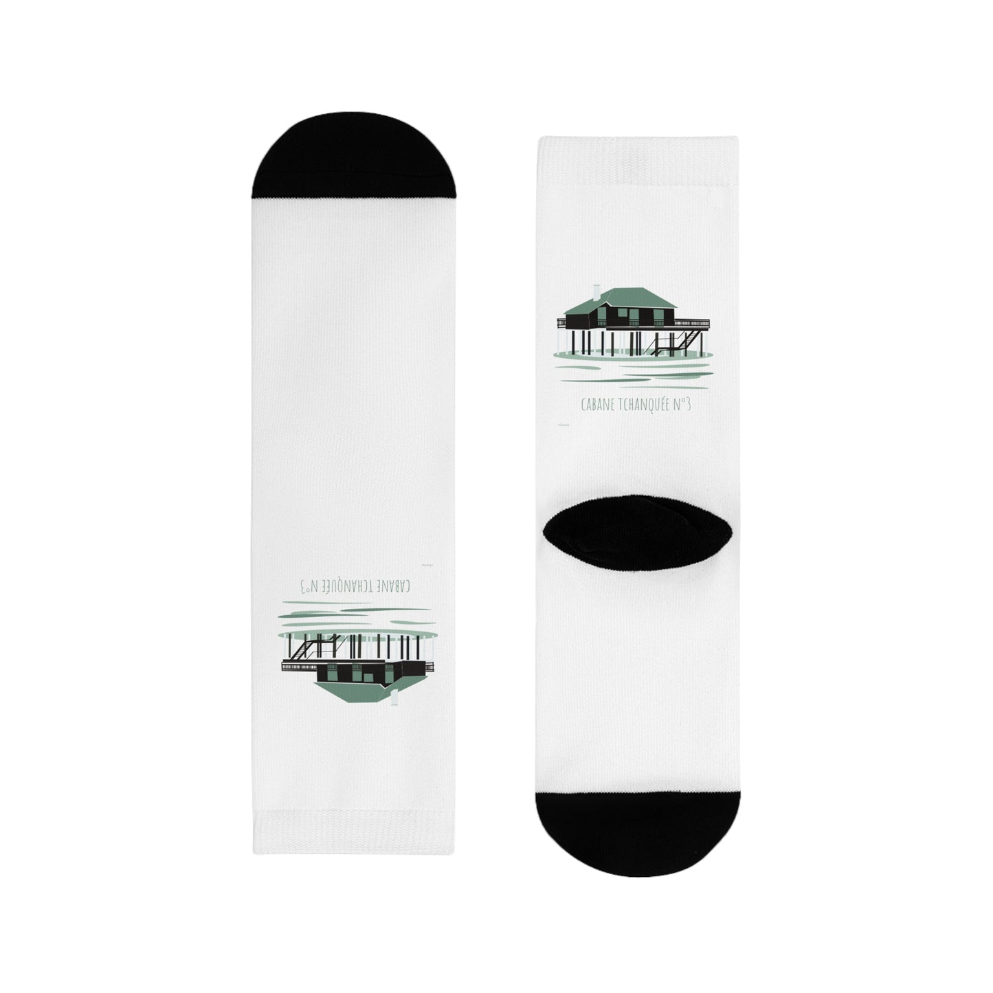 Pier Reflection Crew Socks – Vintage Seaside Sublimation Socks