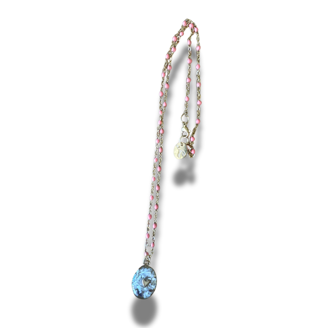 Collier Hippocampe en Ostréalithe® – Nacre recyclée & chaîne inox perles colorées