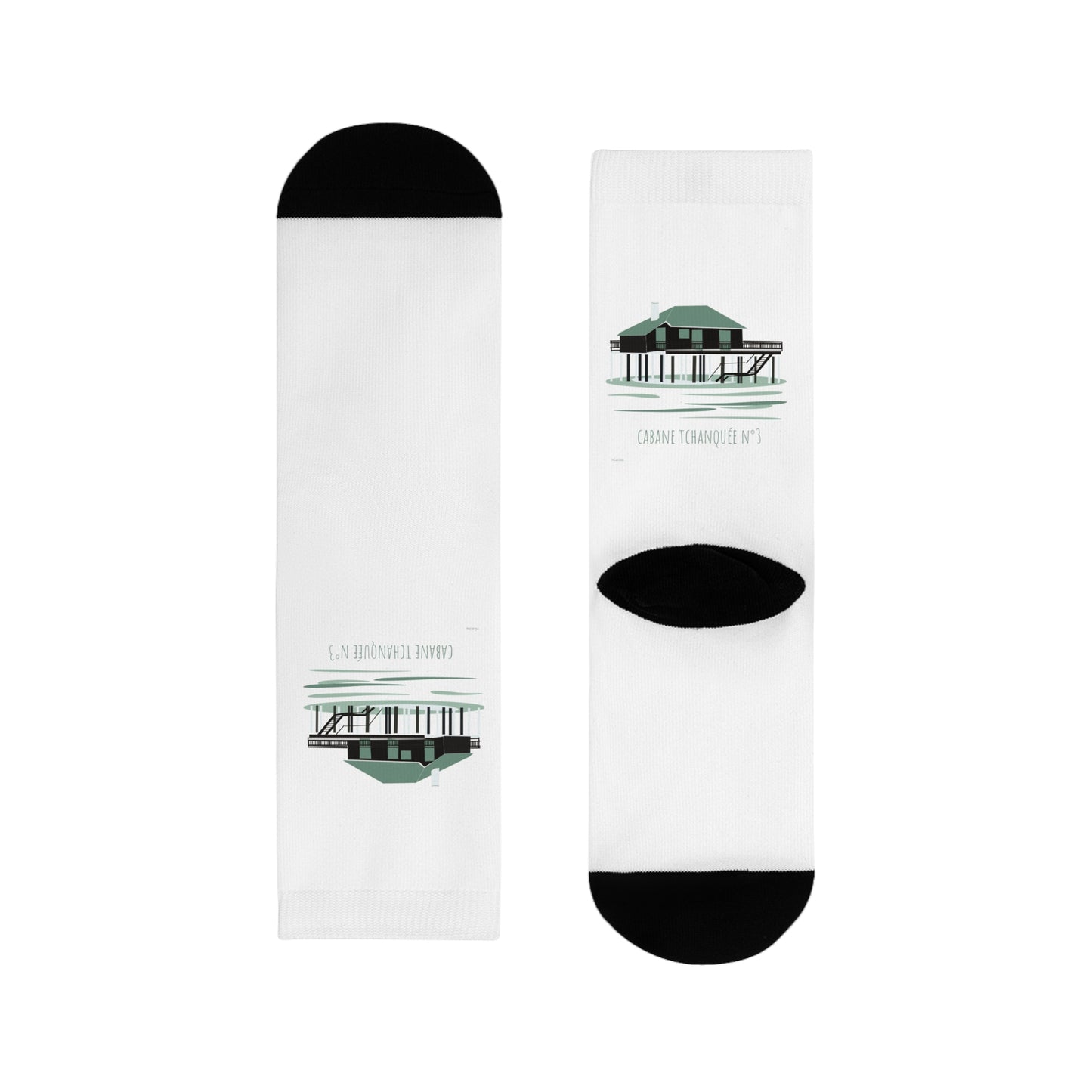 Pier Reflection Crew Socks – Vintage Seaside Sublimation Socks