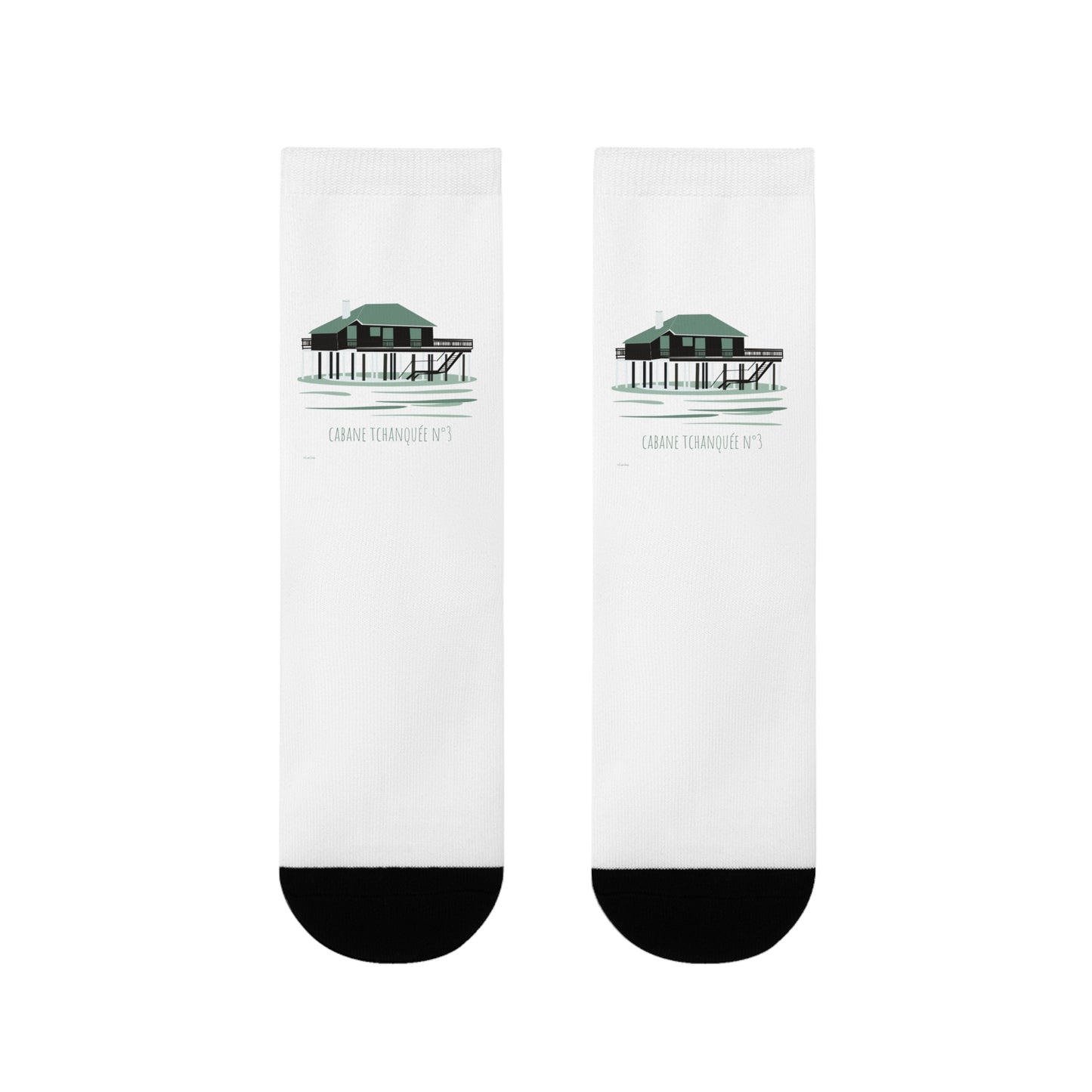 Pier Reflection Crew Socks – Vintage Seaside Sublimation Socks