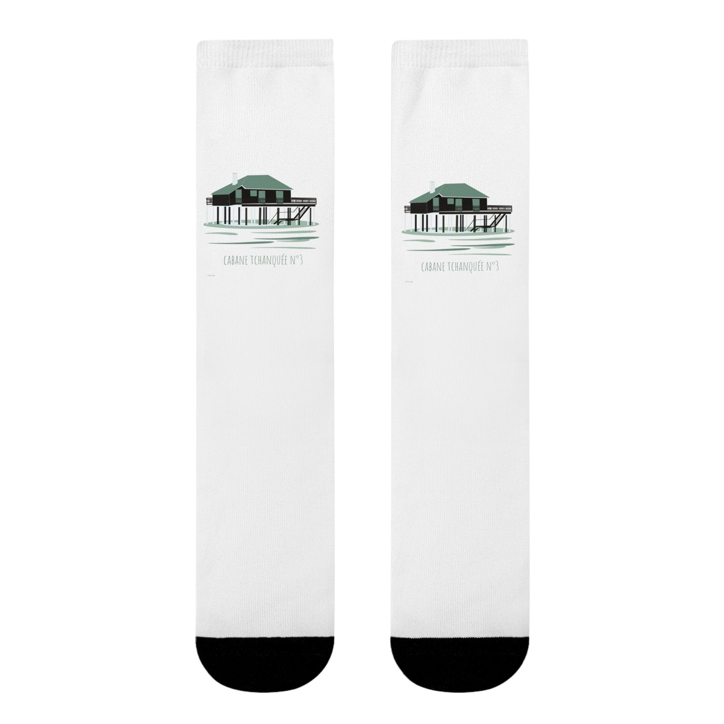 Pier Reflection Crew Socks – Vintage Seaside Sublimation Socks