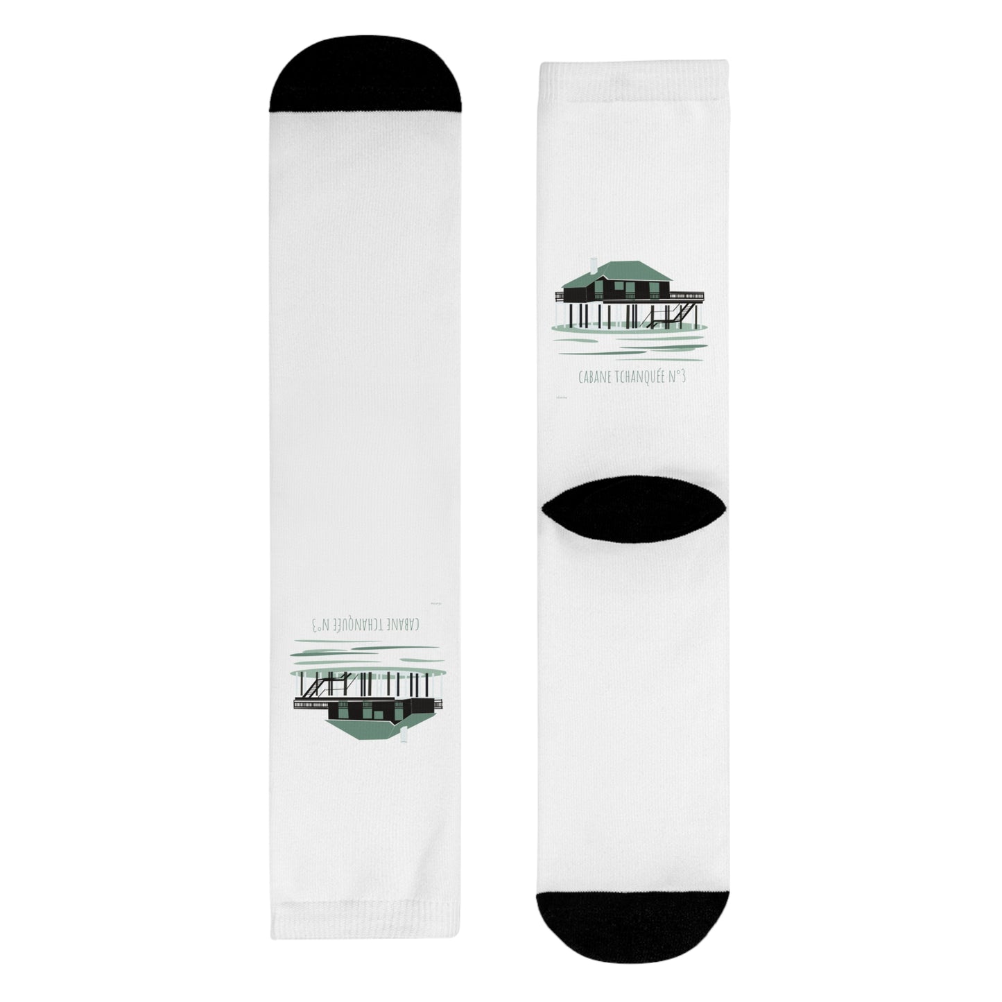 Pier Reflection Crew Socks – Vintage Seaside Sublimation Socks