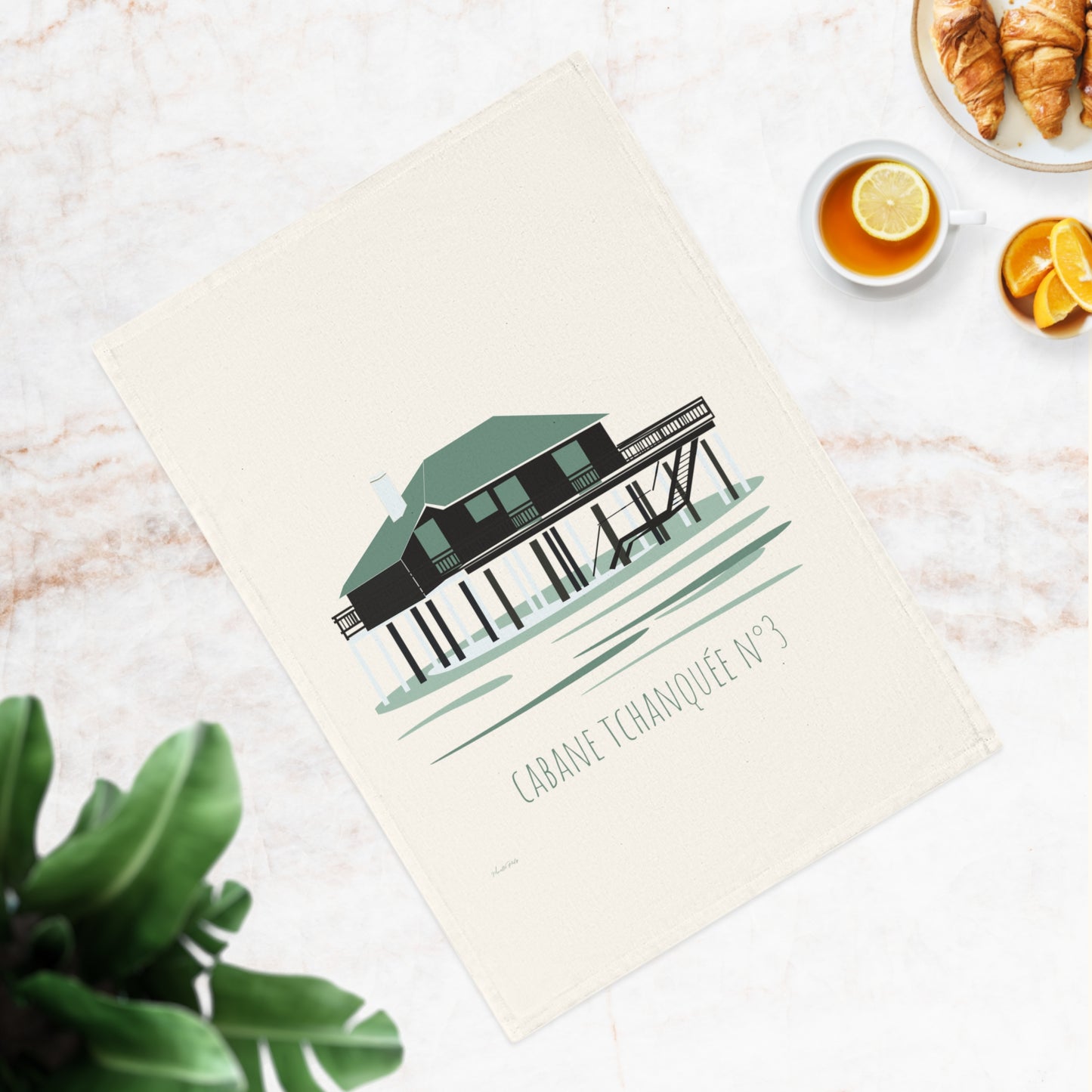 Cabane Tchanquée No.3 Cotton Tea Towel — Coastal Beach House Kitchen Towel