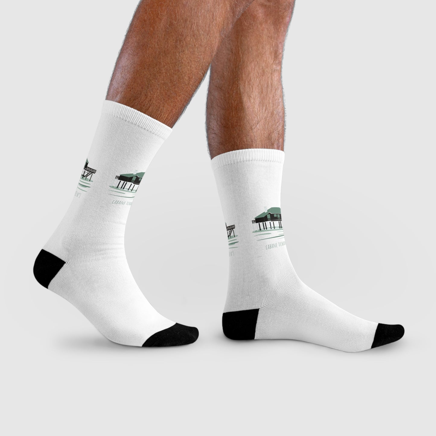 Pier Reflection Crew Socks – Vintage Seaside Sublimation Socks