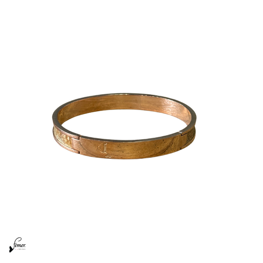 Bracelet modèle Pinasse- inox rosegold & cuir de truite doré