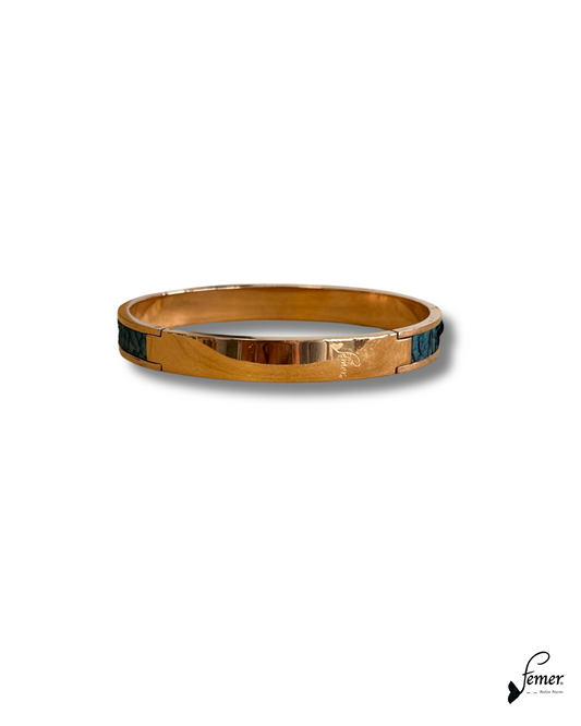 Bracelet Iconique Pinasse – cuir marin turquoise, inox argenté ou inox doré rose