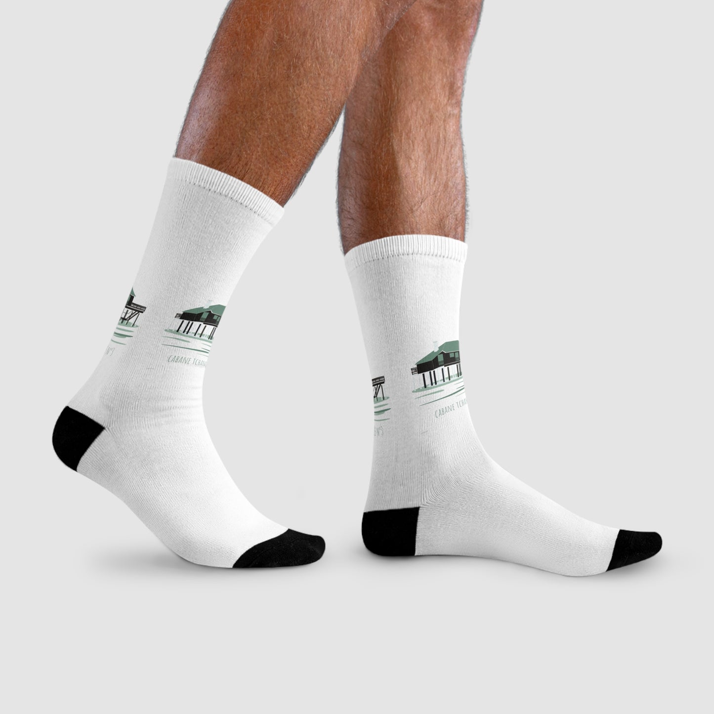 Pier Reflection Crew Socks – Vintage Seaside Sublimation Socks