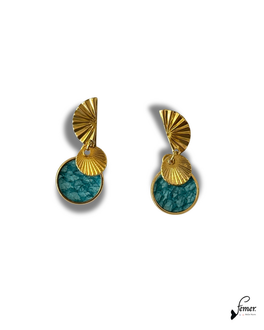 Boucles d’oreilles CLOUS modèle Salie Sud – cuir marin turquoise