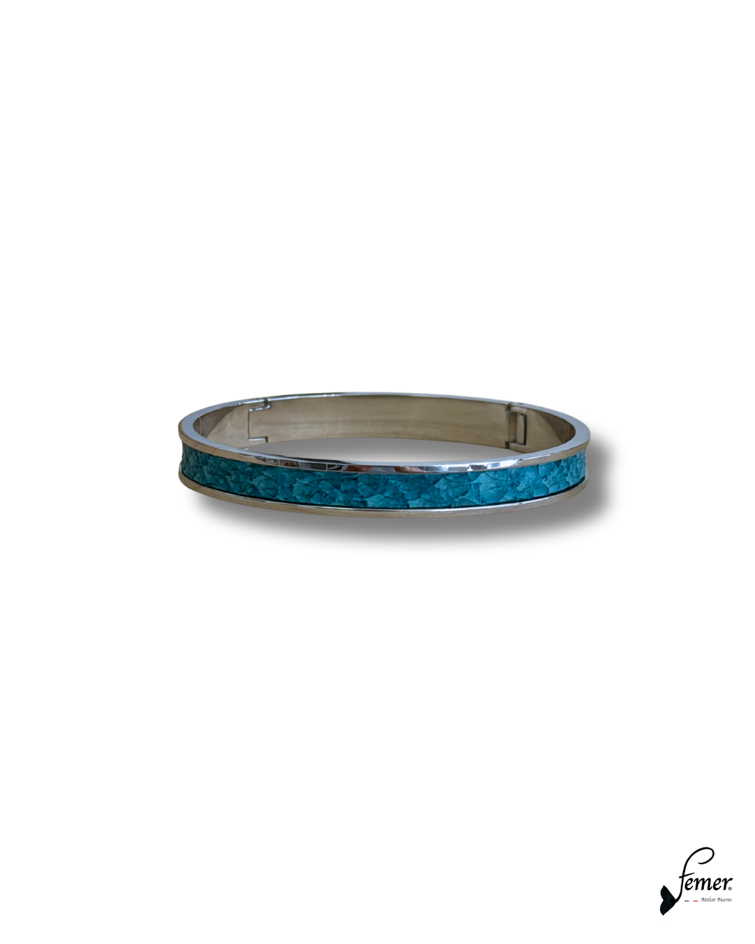 Bracelet Iconique Pinasse – cuir marin turquoise, inox argenté ou inox doré rose