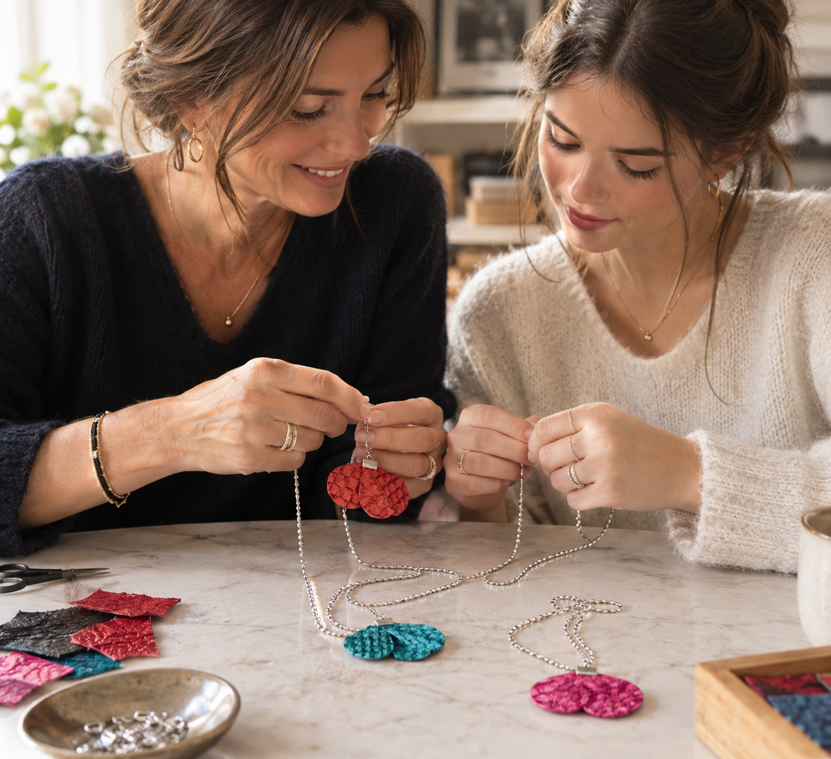 Atelier "Fabriquer votre sautoir pétale en cuir marin"