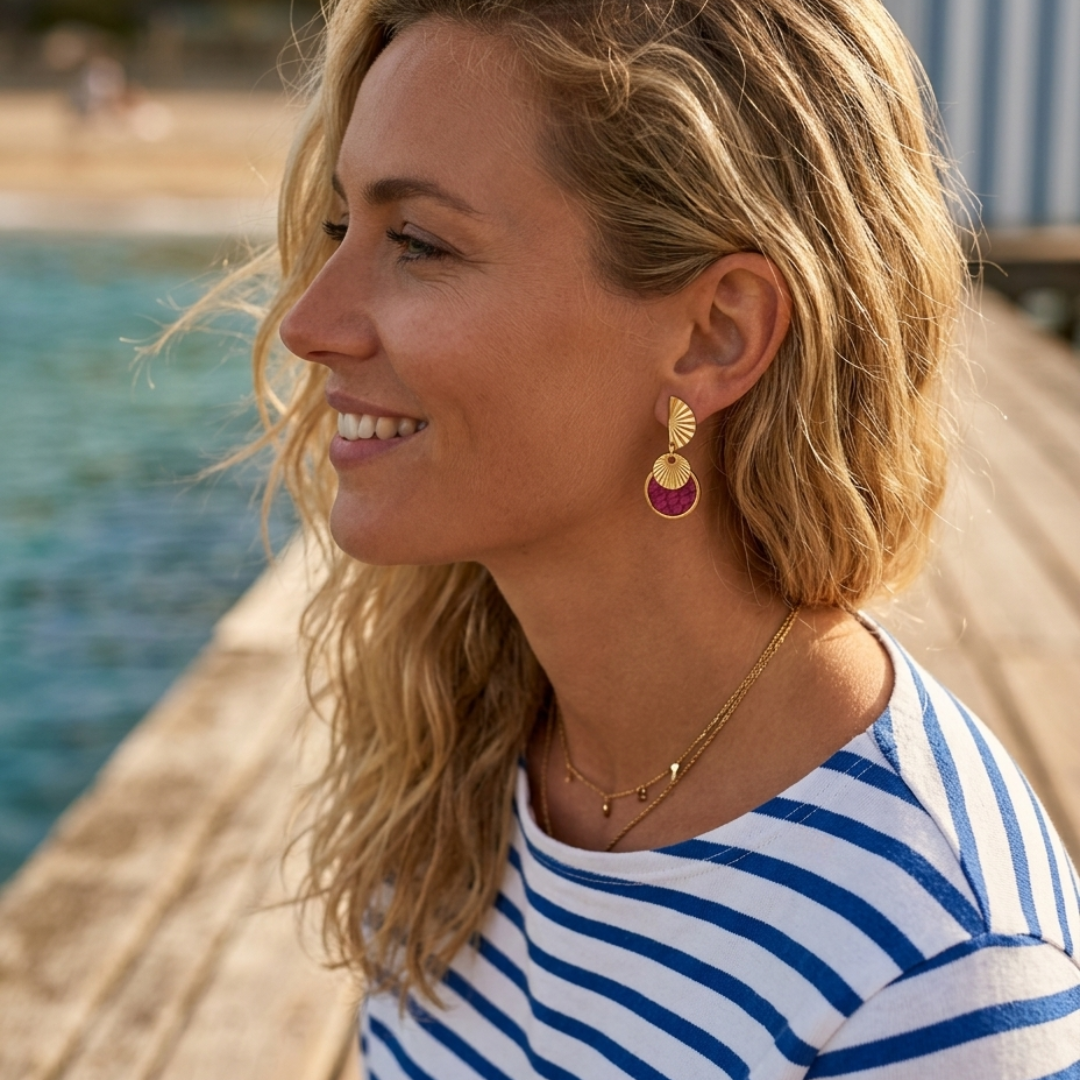 Boucles d'oreilles Salie Sud Clou – Fuchsia