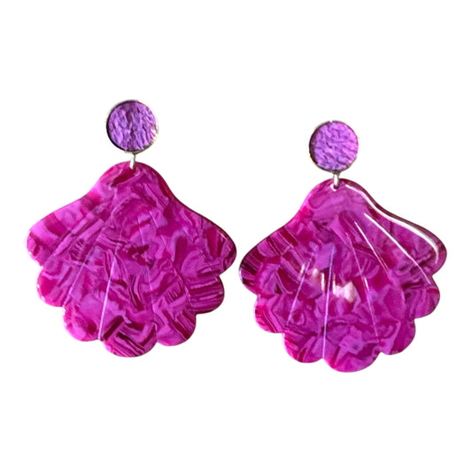 Boucle d'Oreille "Coquillages et crustacés" Fuchsia