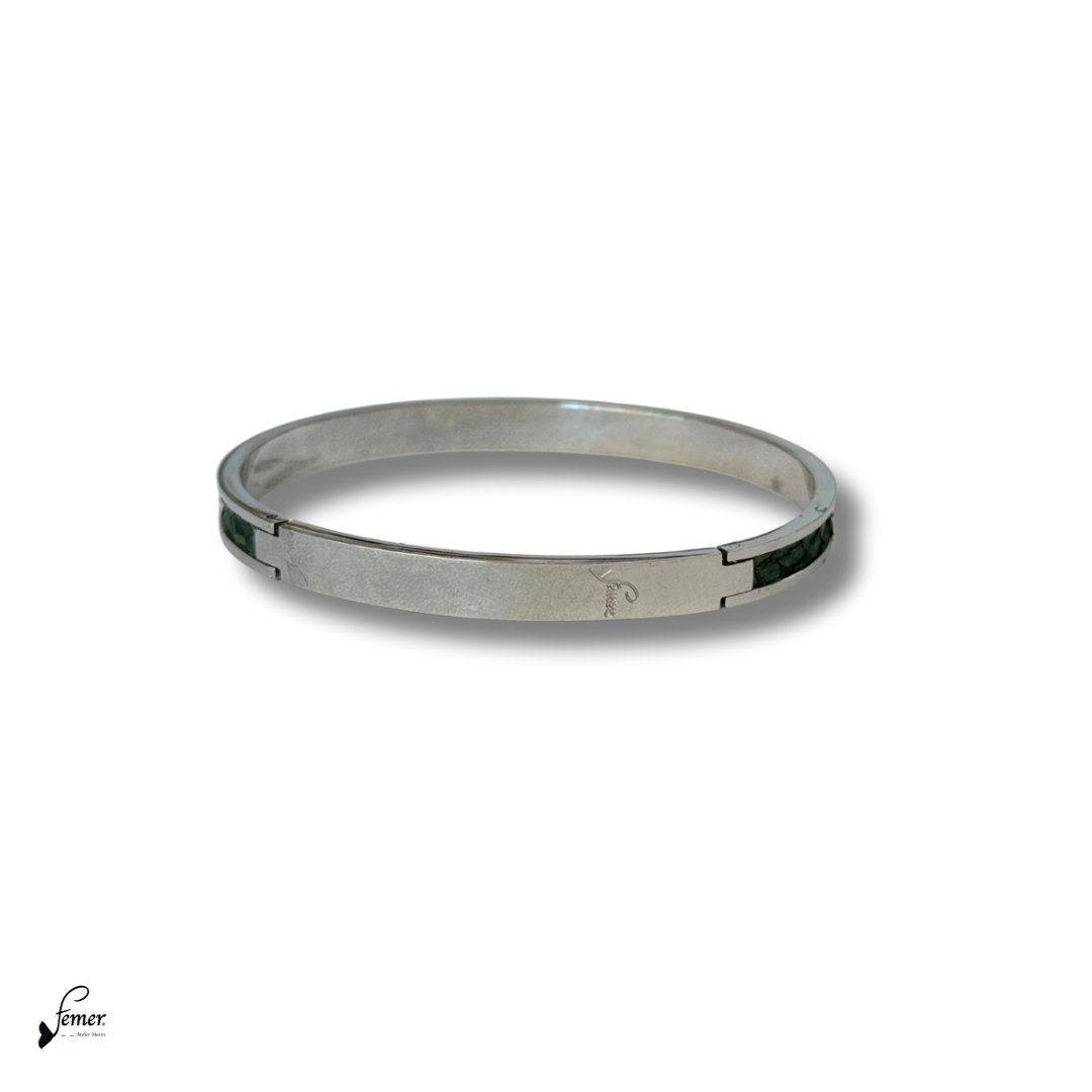 Bracelet modèle "Pinassotte" 6 mm – cuir marin & inox argenté