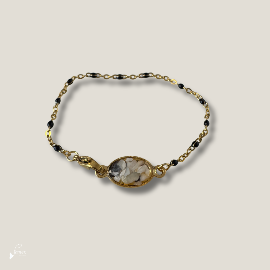 Néréïa – Bracelet Ostréalithe Chaîne Perle Époxy Inox