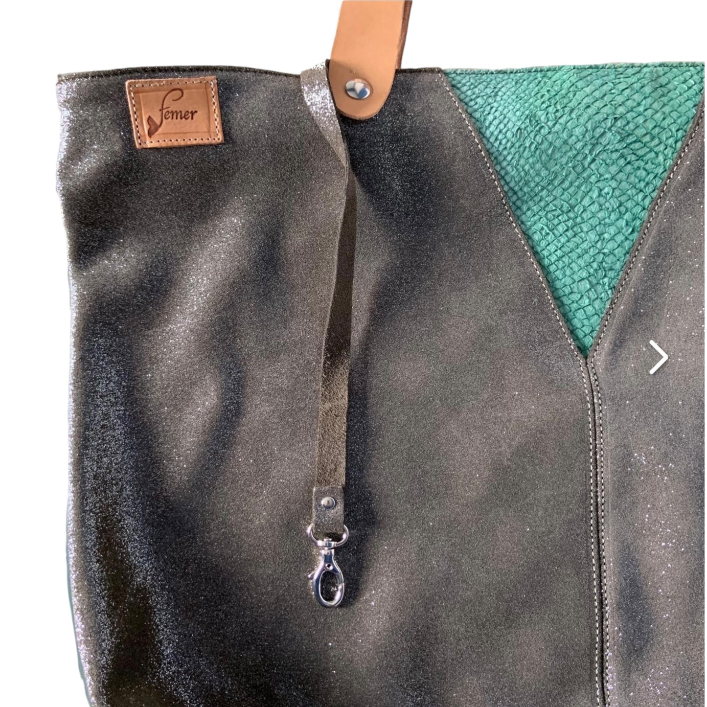 Cabas Ostréa cuir &  cuir marin grand format