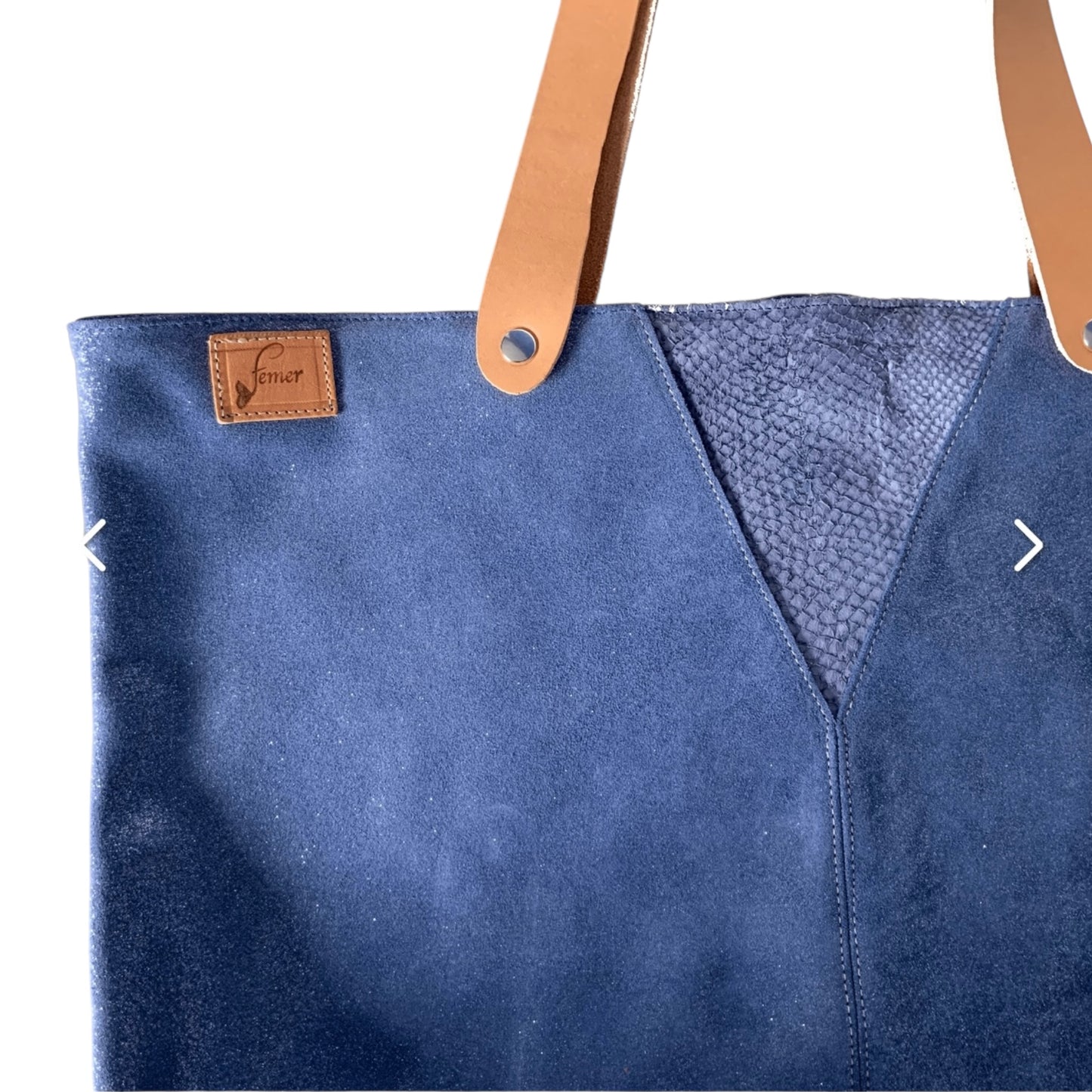 Cabas Ostréa cuir &  cuir marin grand format