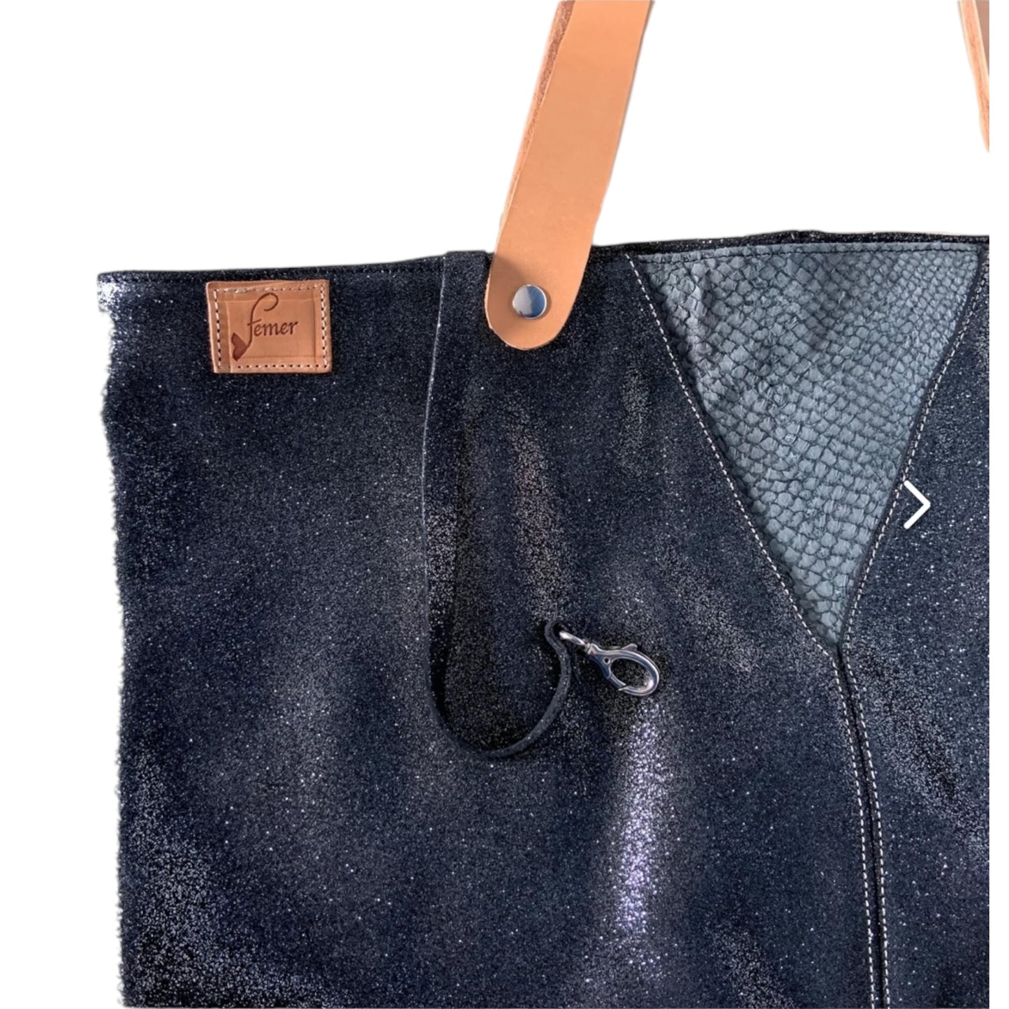 Cabas Ostréa cuir &  cuir marin grand format