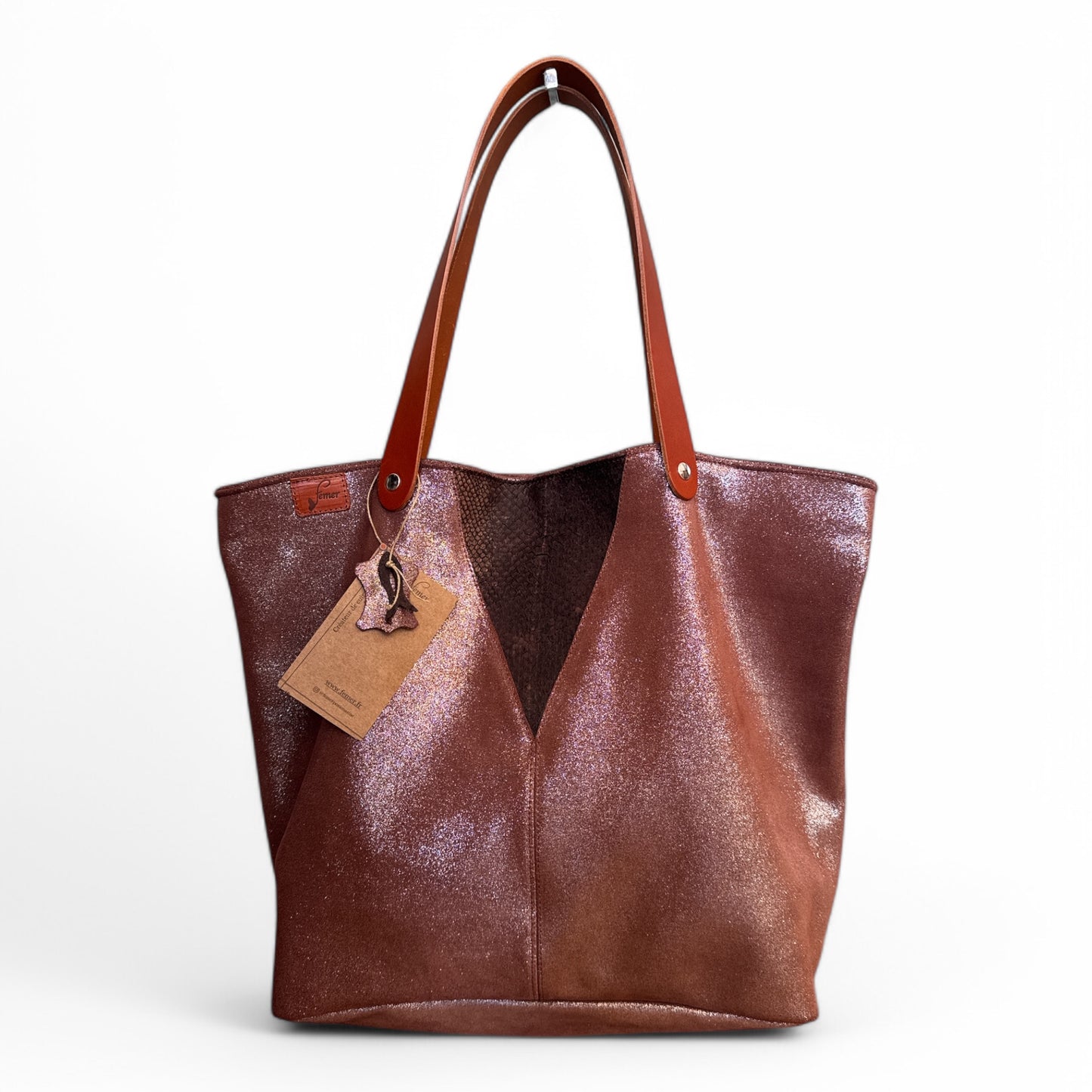 Cabas Ostréa cuir &  cuir marin grand format