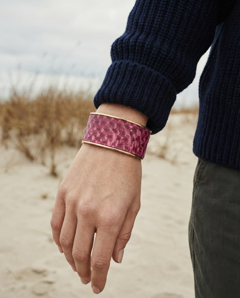 Manchette en cuir de mulet Fuchsia du Bassin d’Arcachon