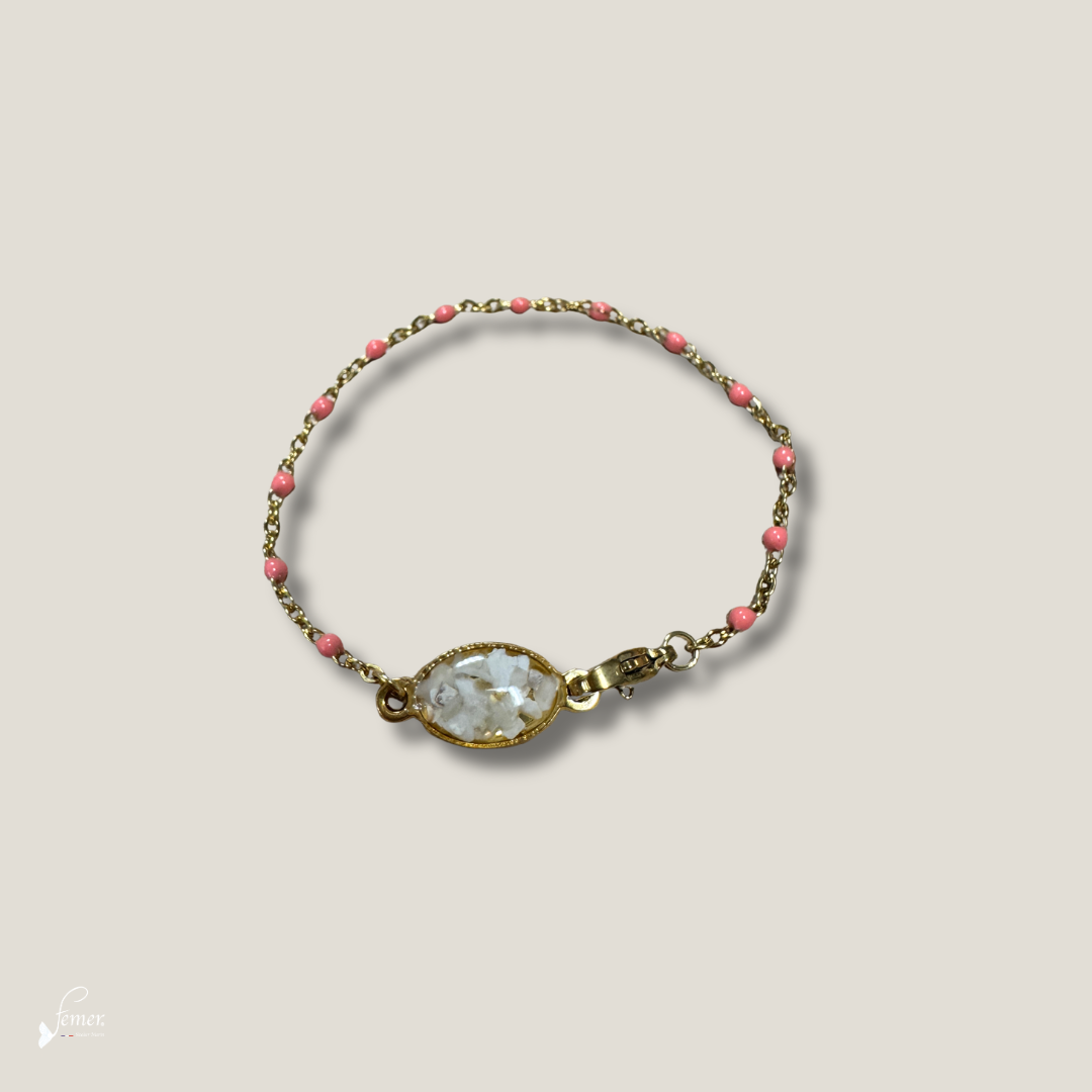 Néréïa – Bracelet Ostréalithe Chaîne Perle Époxy Inox