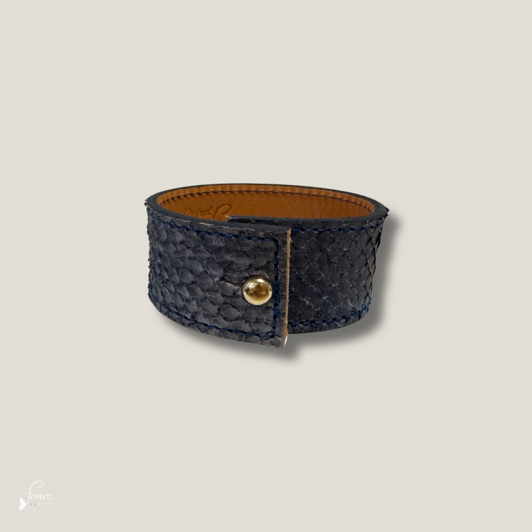 Ondine — Bracelet Manchette Cuir de Saumon | Édition Archive