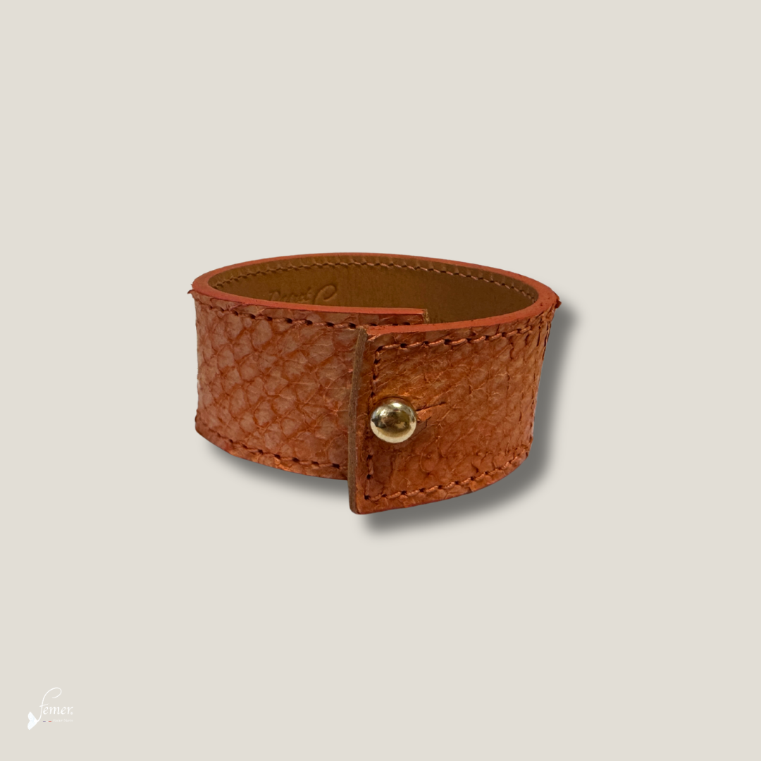 Ondine — Bracelet Manchette Cuir de Saumon | Édition Archive