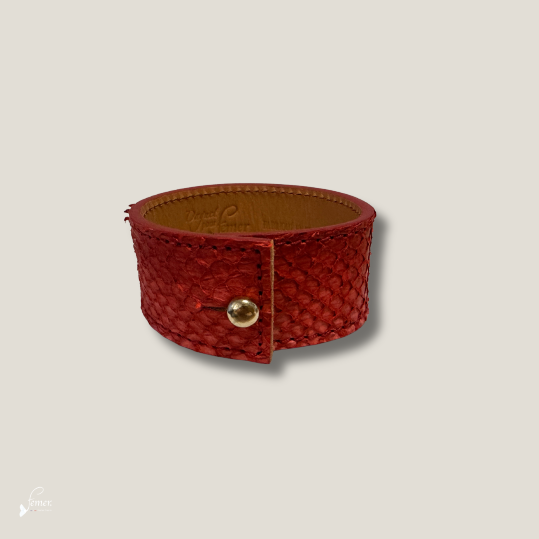 Ondine — Bracelet Manchette Cuir de Saumon | Édition Archive