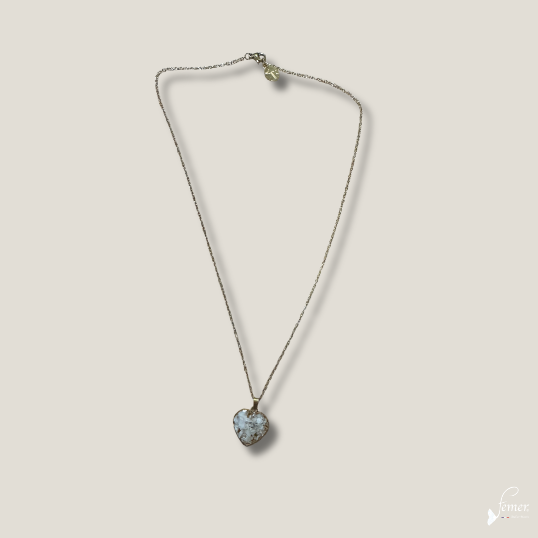 Collier Inox doré Médaillon Cœur – Coquilles d'Huîtres