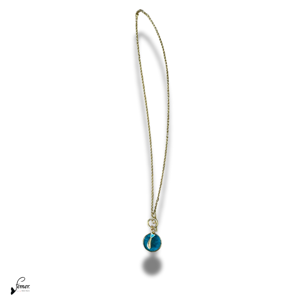 Collier Modèle Sardine- Cuir marin & acier doré