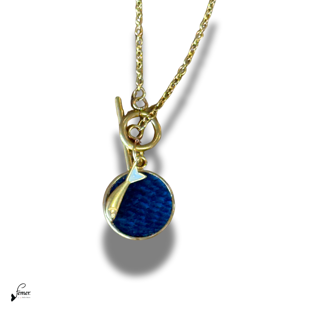 Collier Modèle Sardine- Cuir marin & acier doré