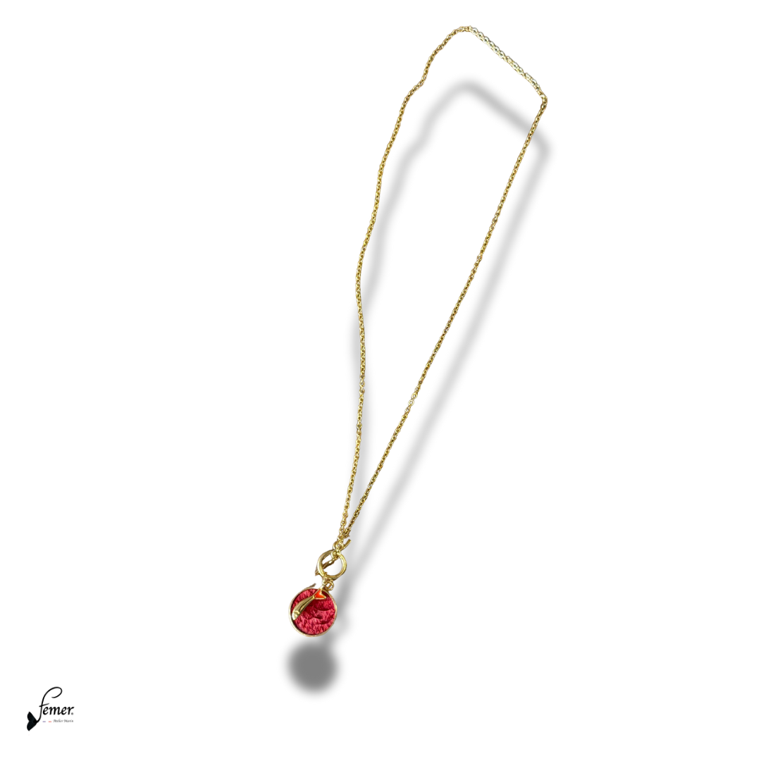 Collier Modèle Sardine- Cuir marin & acier doré